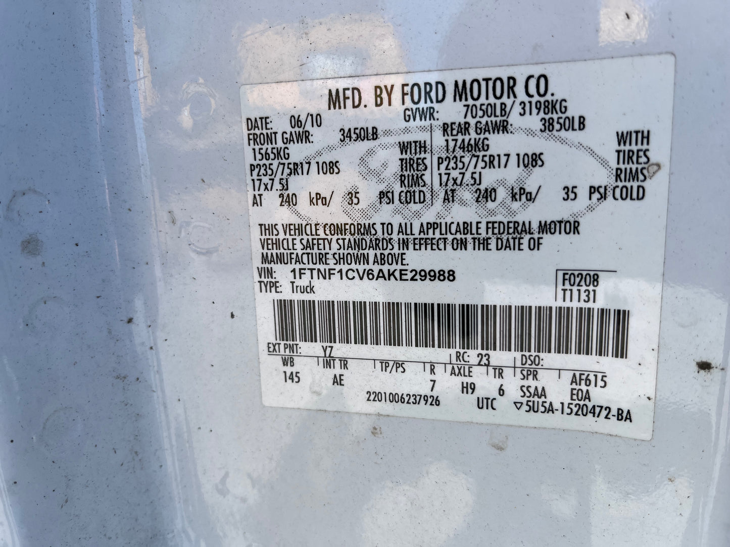 2010 Ford F-150 1/2 Ton Pickup